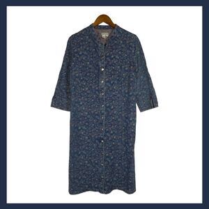 Women’s Denim Shirt Dress Floral Print Cotton Sz 10 The Territory Ahead